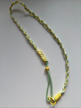 Handmade Braided Phone Lanyard in Yellow, Green & White-23”